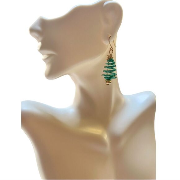 Glow in the Dark Christmas Tree Drop Earrings. - Picture 3 of 5